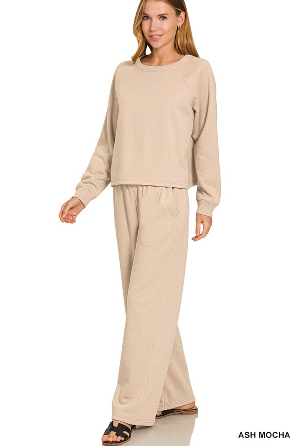 Fleece Raglan Sleeve Pullover & Sweatpants Set