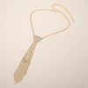 Rhinestone Fringe Necktie Necklace, Gold