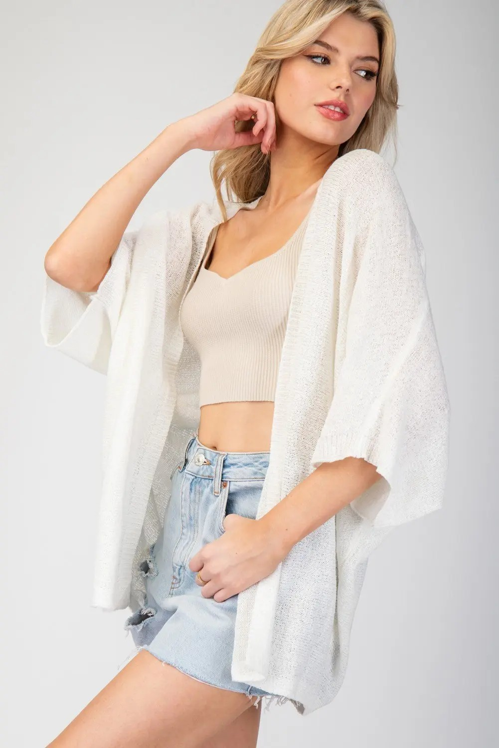 Dolman Short Sleeve Cardigan