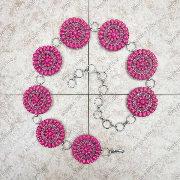 Hot Pink Stone Concho Belt