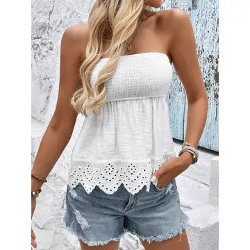 Lace Bloom Strapless Top