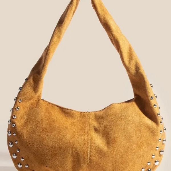 Metallic Studded Suede Hand Bag