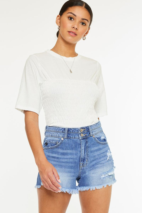 KanCan High Rise Mom Denim Shorts