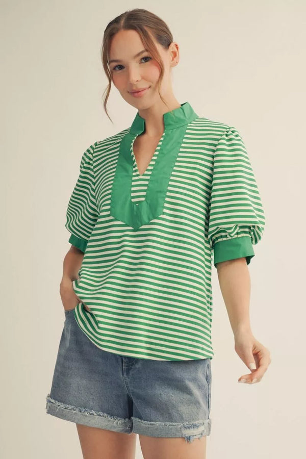 Green Breeze Contrast Top