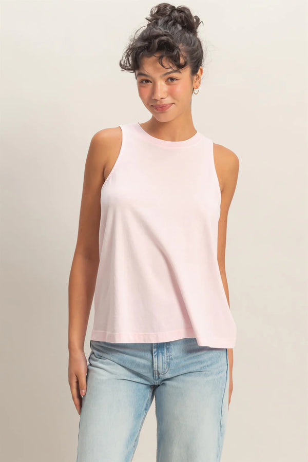 Mineral Washed Sleeveless Top - Soft Pink