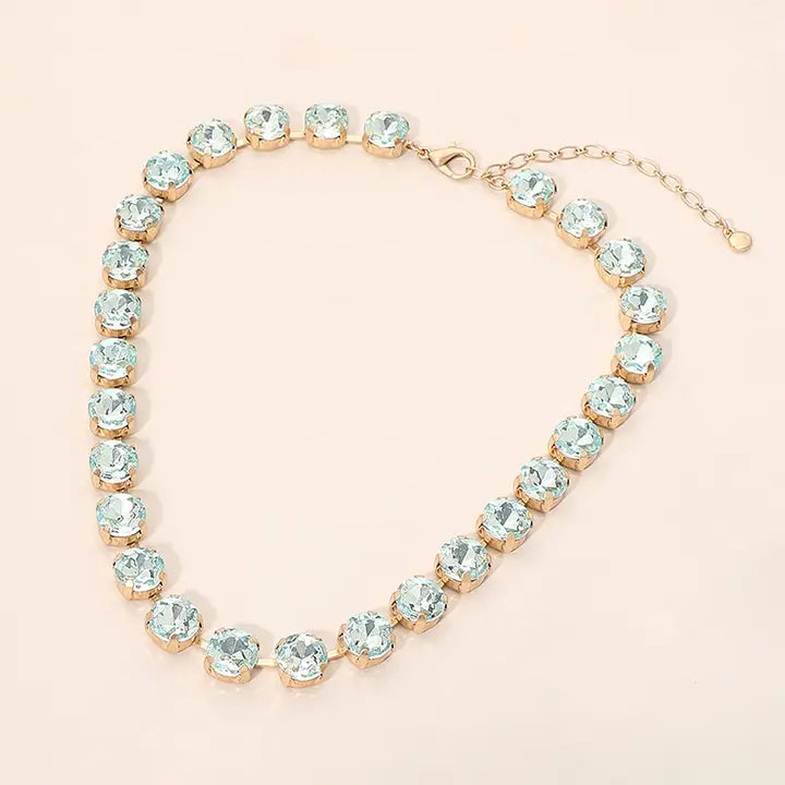 Crystal Elegance Tennis Necklace, Mint