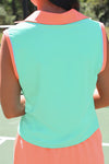 Everyday Polo Tank- Mint/Coral