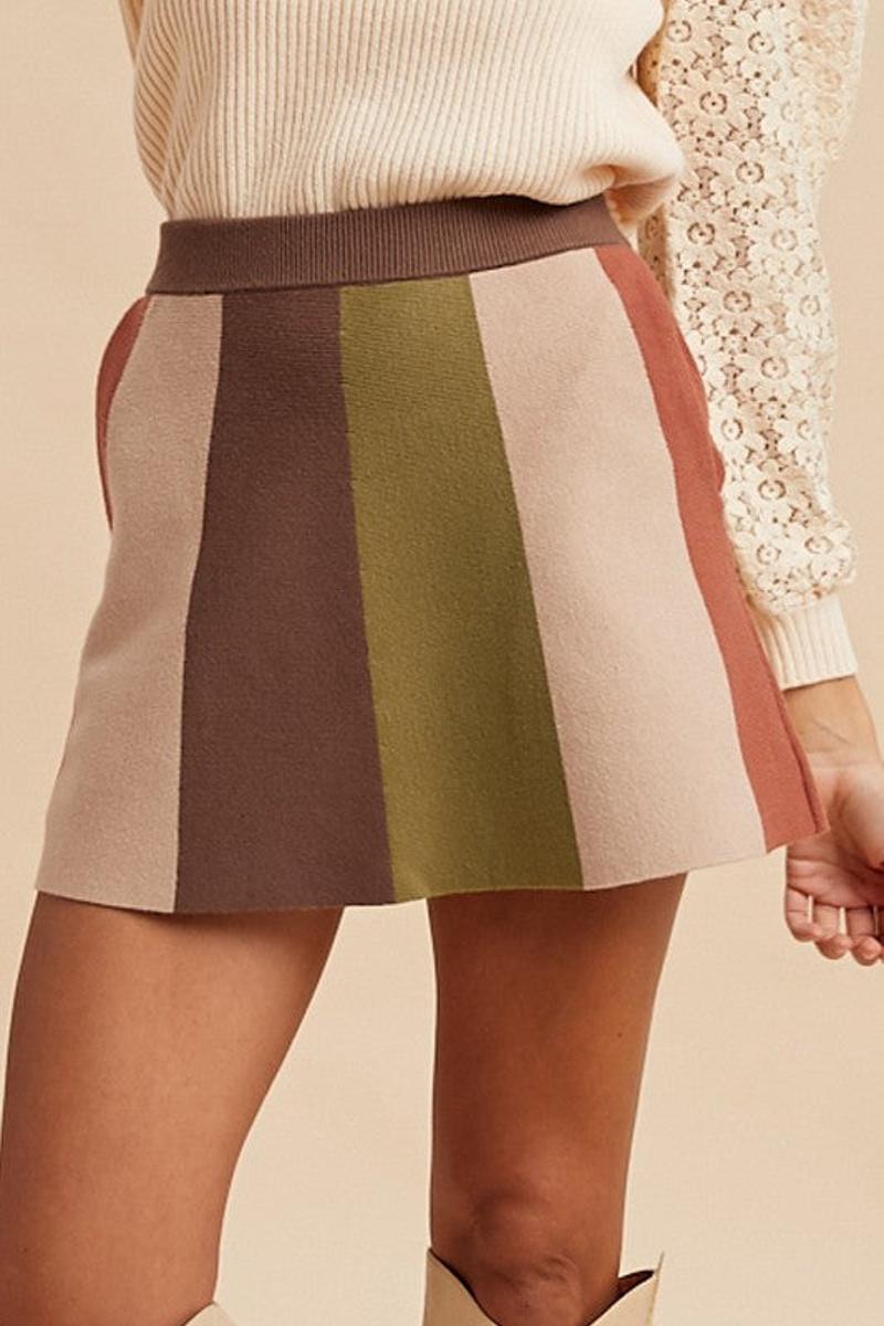 Color Block Sweater Mini Skirt