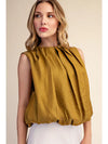 Mustard Pleated Balloon Top
