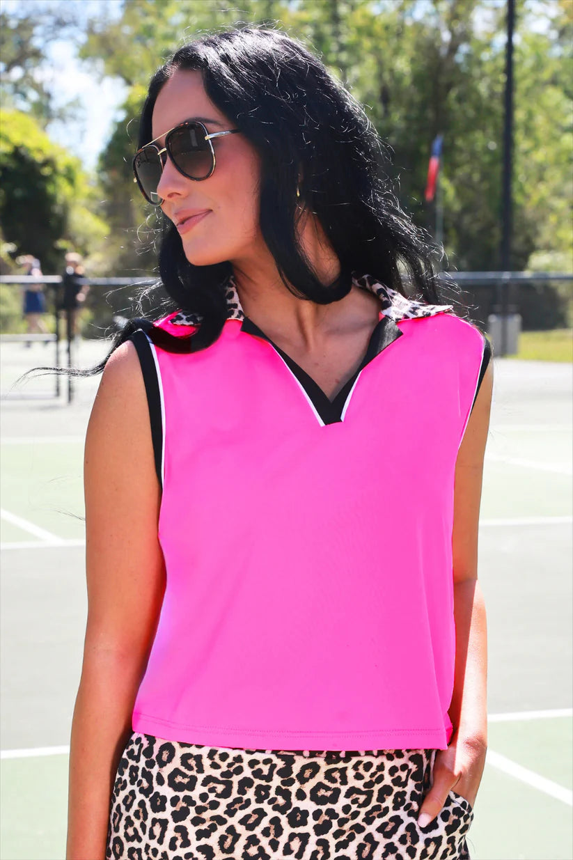 Everyday Polo Tank- Hot Pink Safari