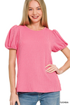 Ribbed Puff Sleeve Top