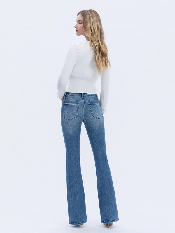 High Rise Full Length Bootcut Jeans Vervet