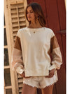 Color Block Oversized Pullover - Ivory Multi