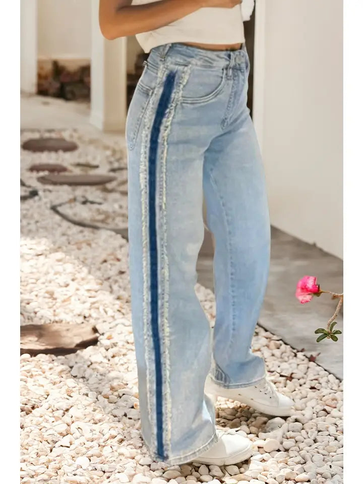 Frayed Side Panel Shift Jeans