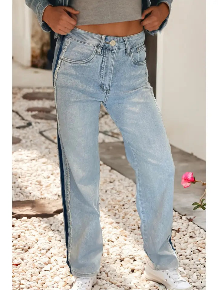 Frayed Side Panel Shift Jeans