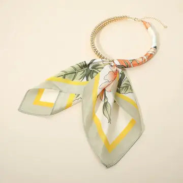 Fabric Scarf Bubble Chain Necklace, Orange