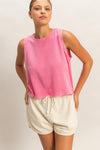 Mineral Wash Button Back Sleeveless Top