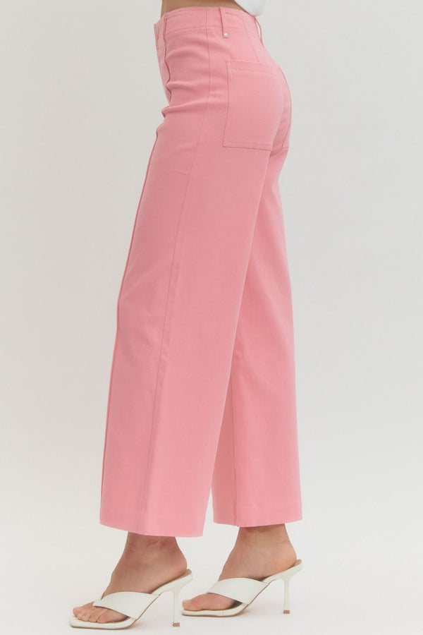 Tailored Ease Wide Leg Pants, Pink