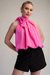 High Neck Ballon Top, Pink