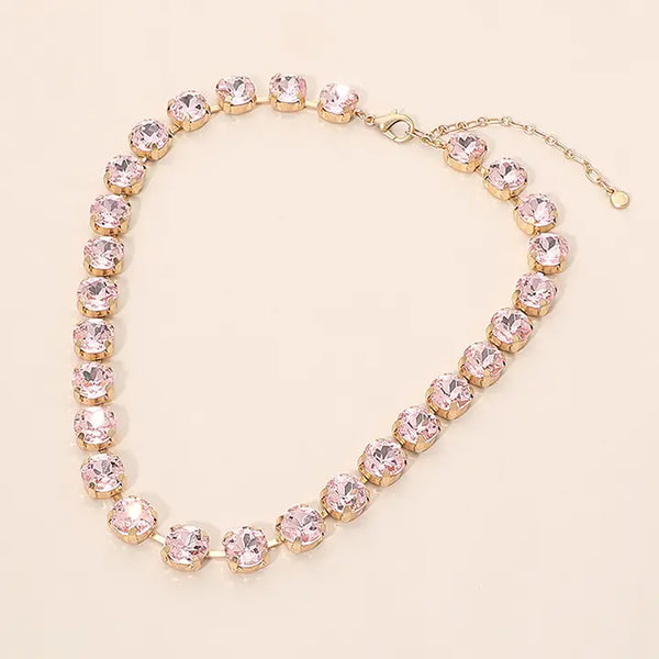 Crystal Elegance Tennis Necklace, Pink