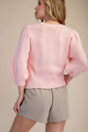 Puff Button Babe Sweater, Pink
