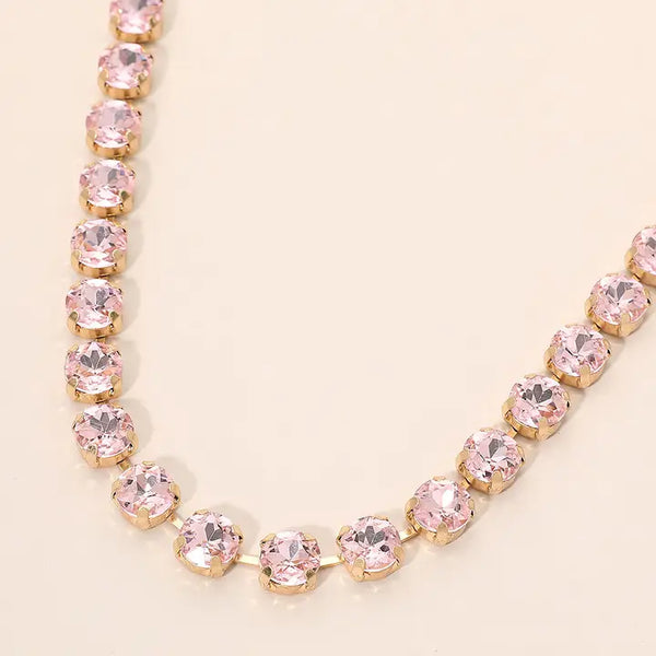 Crystal Elegance Tennis Necklace, Pink