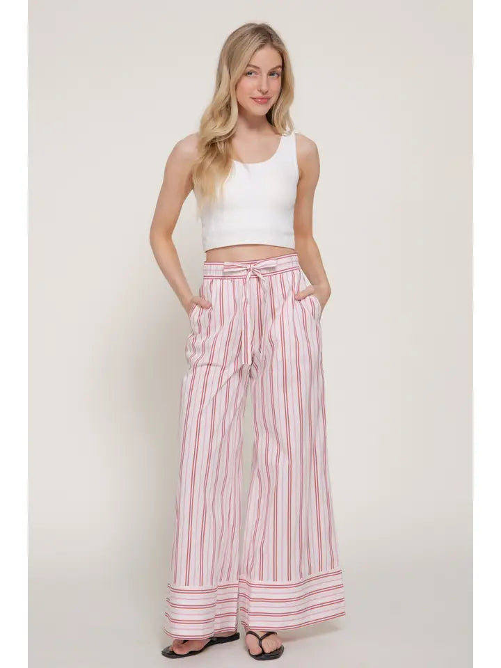 Weekend Escape Stripe Pants, Pink
