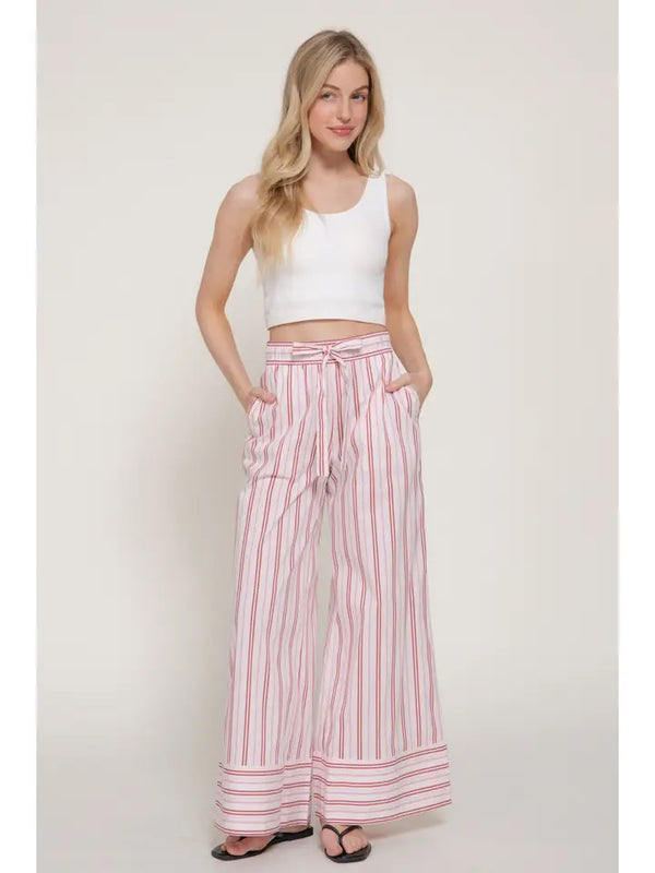 Weekend Escape Stripe Pants, Pink