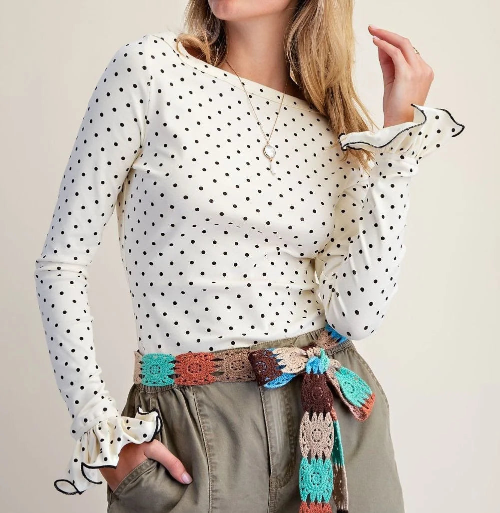 Ruffles & Dots Top, White