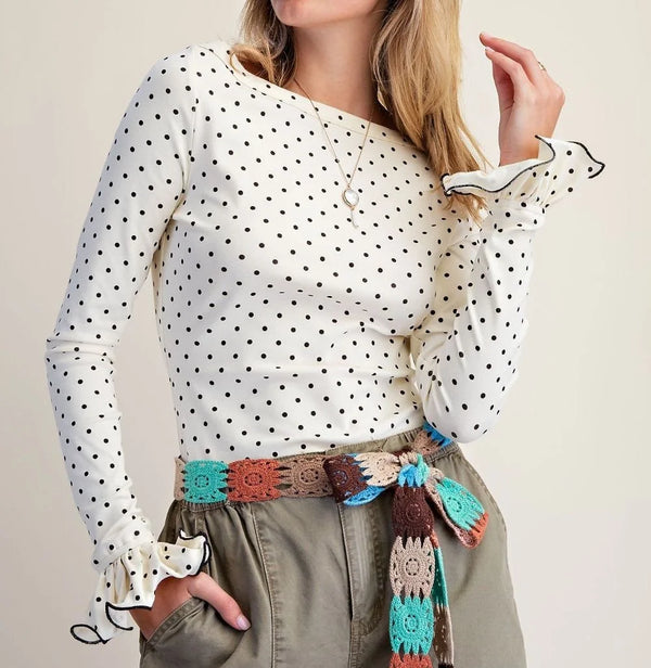 Ruffles & Dots Top, White