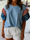 Flag Day Spring 2026 Stars Stripes Short Puff Sleeve Top