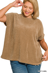 Plus Chenille Waffle Cap Sleeve Sweater
