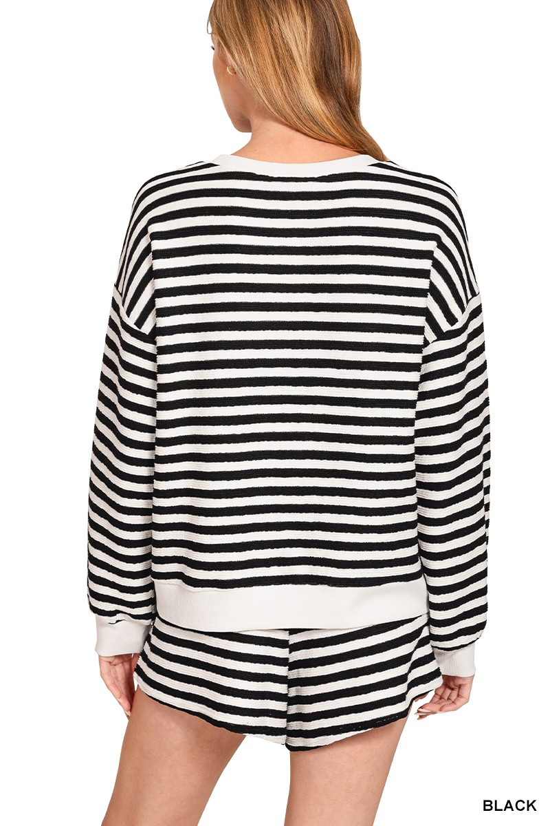 Striped Pullover & Shorts Set
