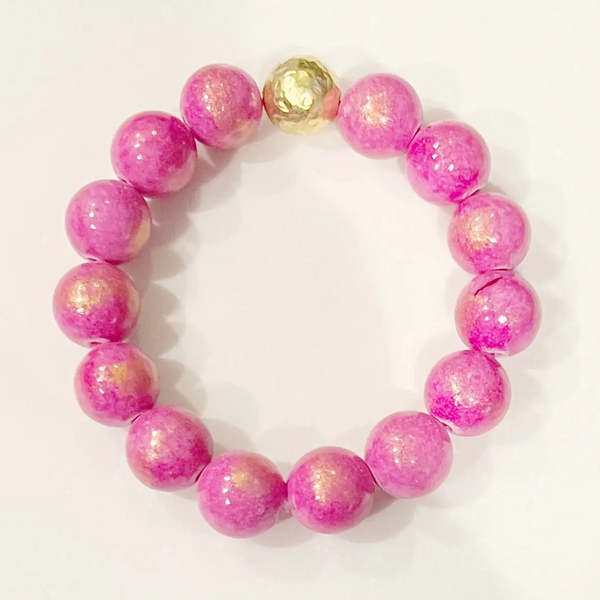 Gemstone Stone Beaded Stretch Bracelet