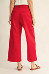 Scallop Stroll Wide‑Leg Pant -Red