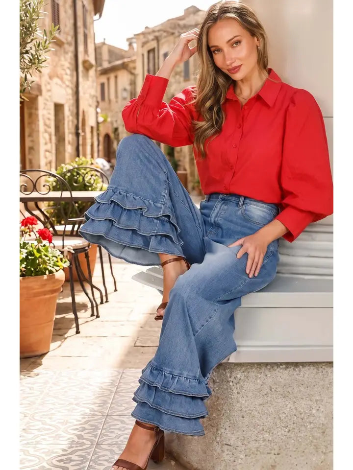 Scarlet Darling Button-Up