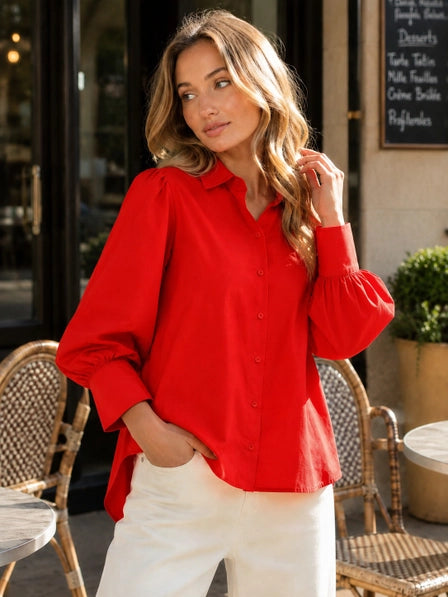 Scarlet Darling Button-Up