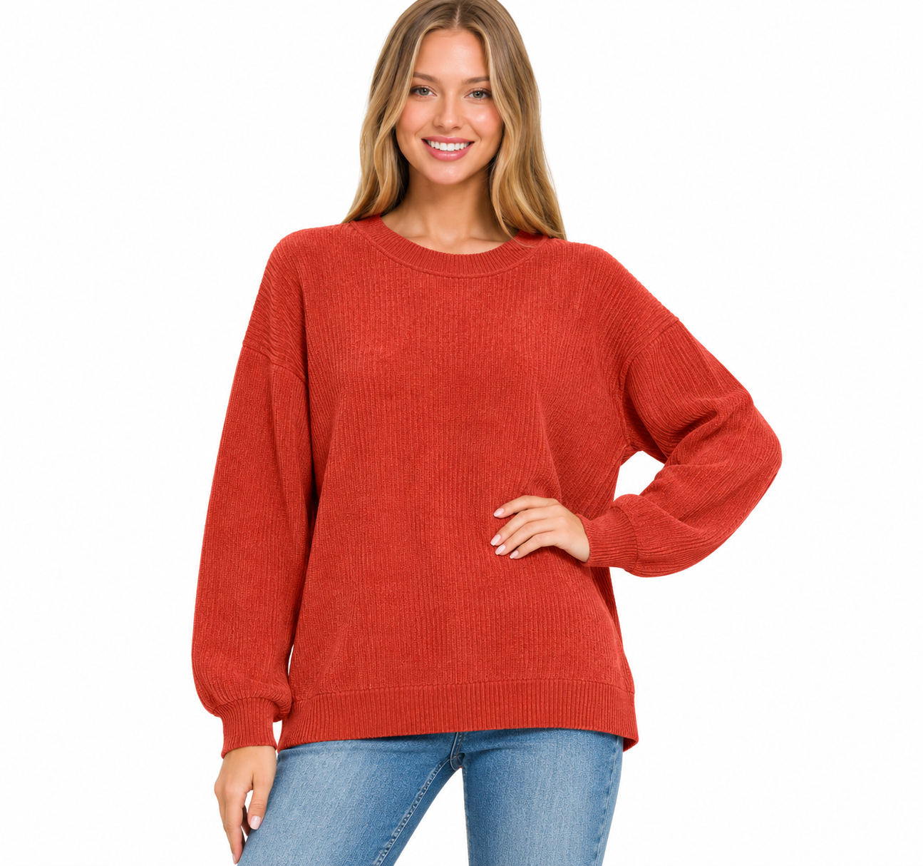 Cloud Nine Chenille Sweater, Rust