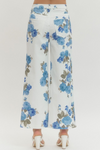 Floral Print Wide-Leg Pant  - Blue