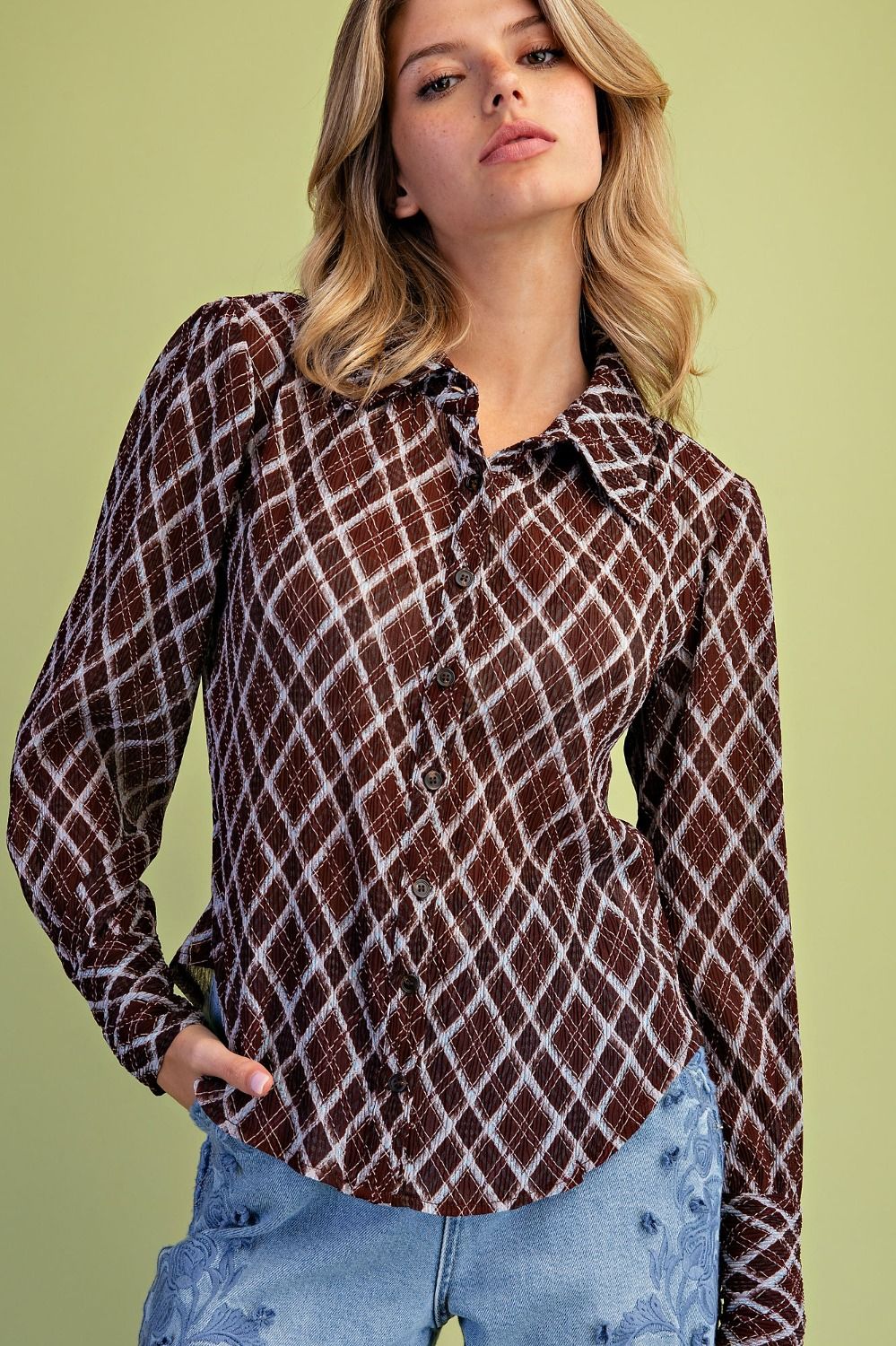 Mocha Diamond Days Blouse