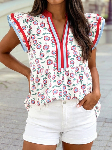 Sunflower Flutter Sleeve Blouse