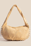 Faux Suede Studded Shoulder Bag