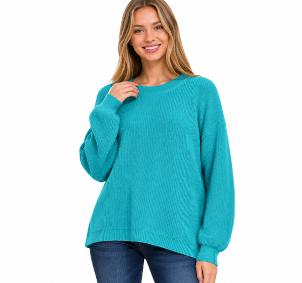Cloud Nine Chenille Sweater, Teal