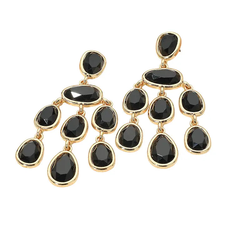Teardrop Chandelier Earrings, Black