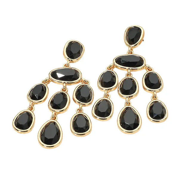 Teardrop Chandelier Earrings, Black