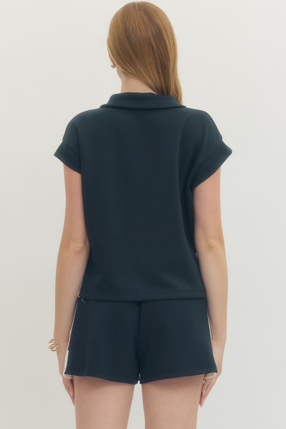 Solid Accent Zip-Front Pullover