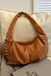 Faux Suede Studded Shoulder Bag