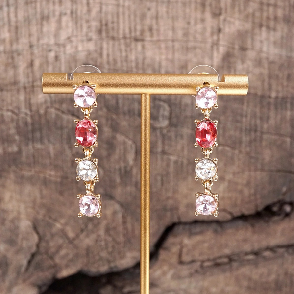 Linear Drop Earrings with Sparkling Crystals