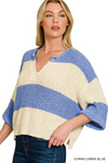 Split Neck Stripe Sweater