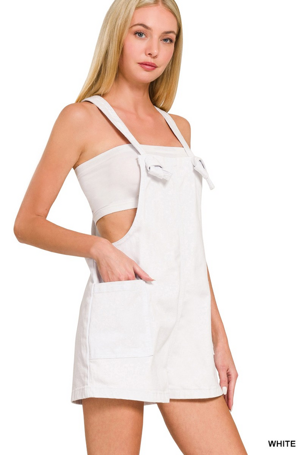 Washed Knot Strap Rompers